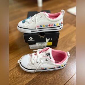 Converse Kids' White Sneakers with Colorful Floral Design